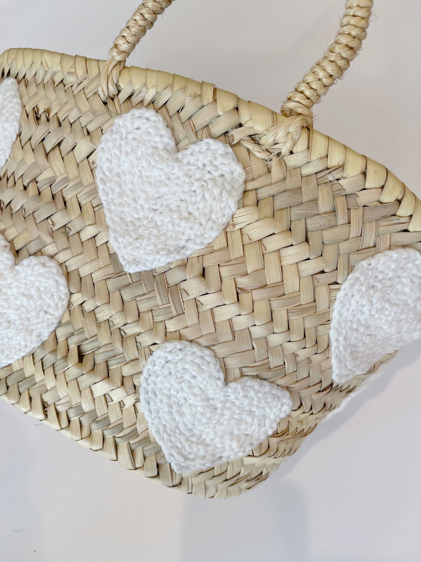 Mini White Heart Basket