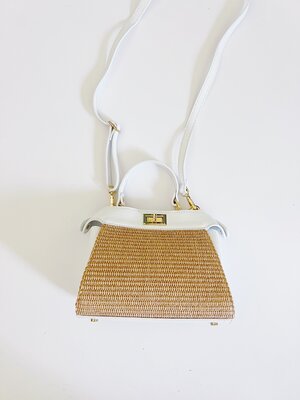 Mini Twist Lock Raffia Bag