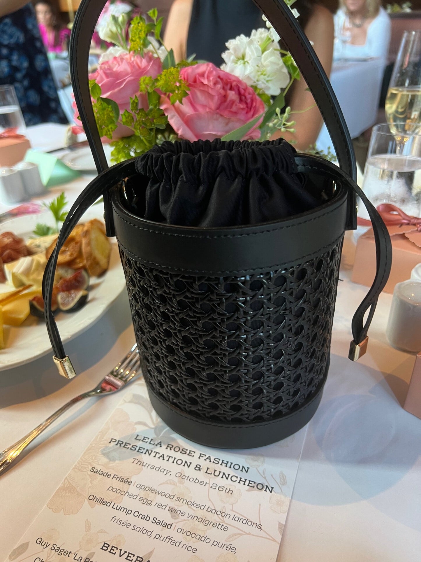Black on Black Cane Wicker Bucket