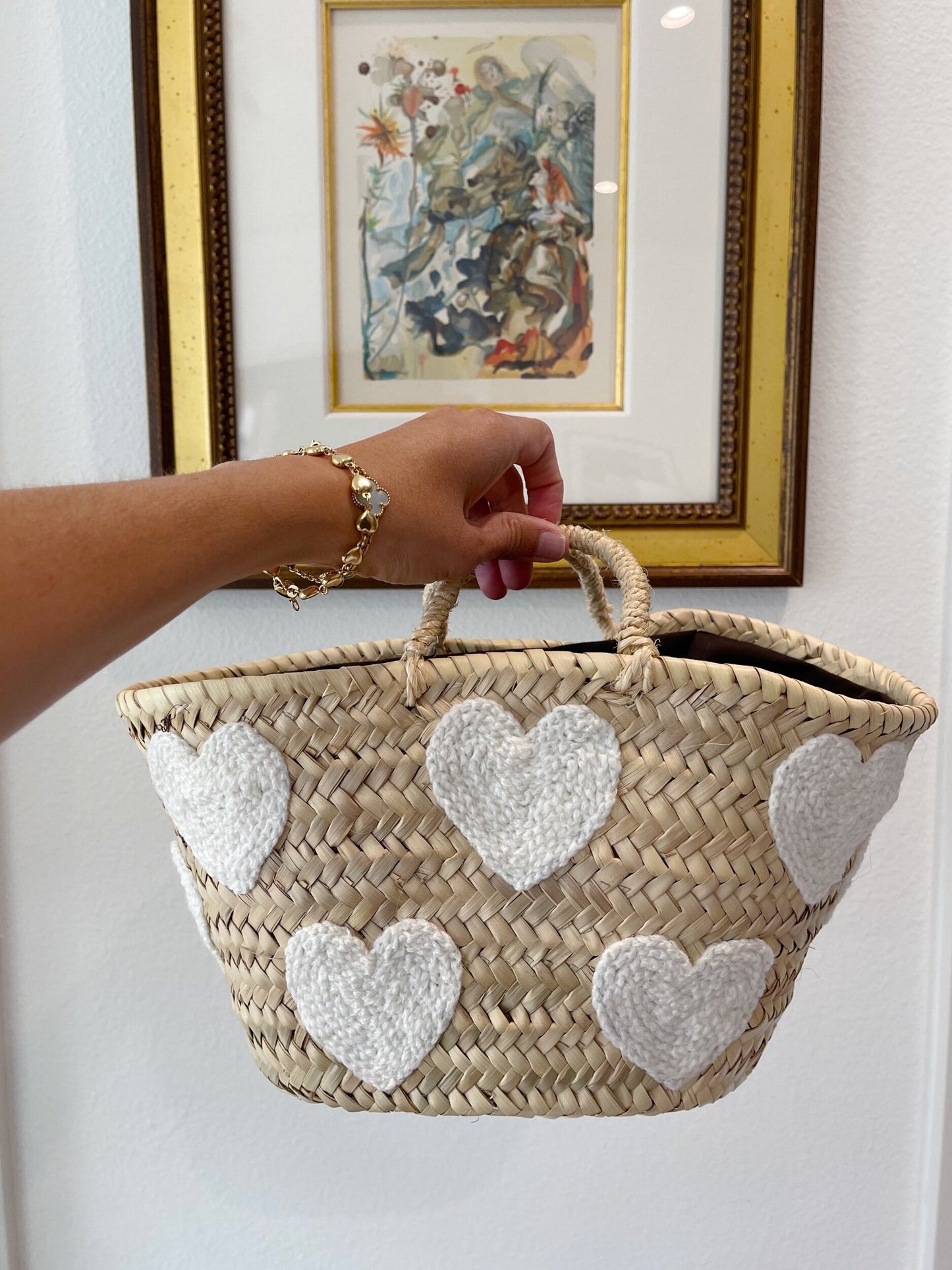 Mini White Heart Basket