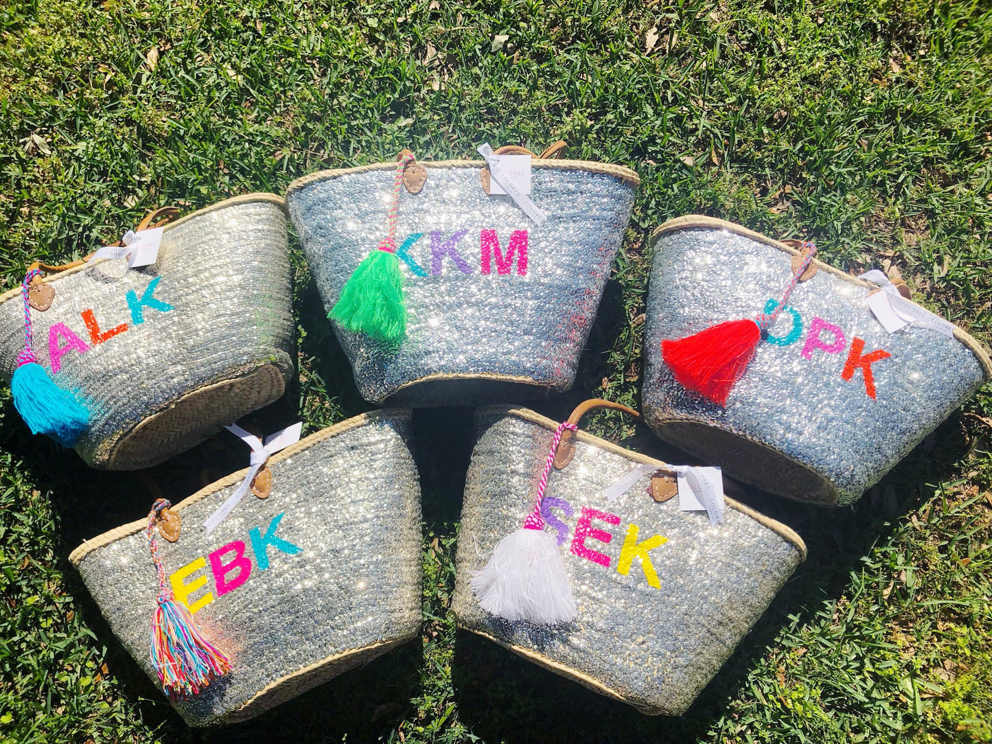 Silver All Over Sequin Tote + Monogram
