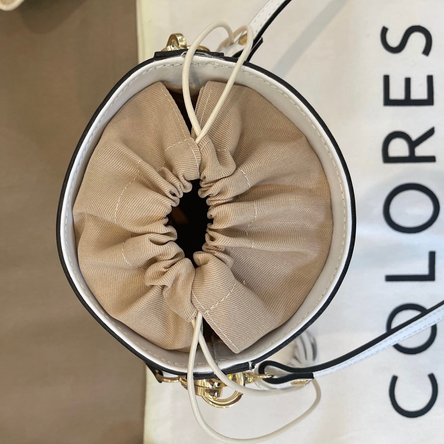 White Raffia Bucket Bag
