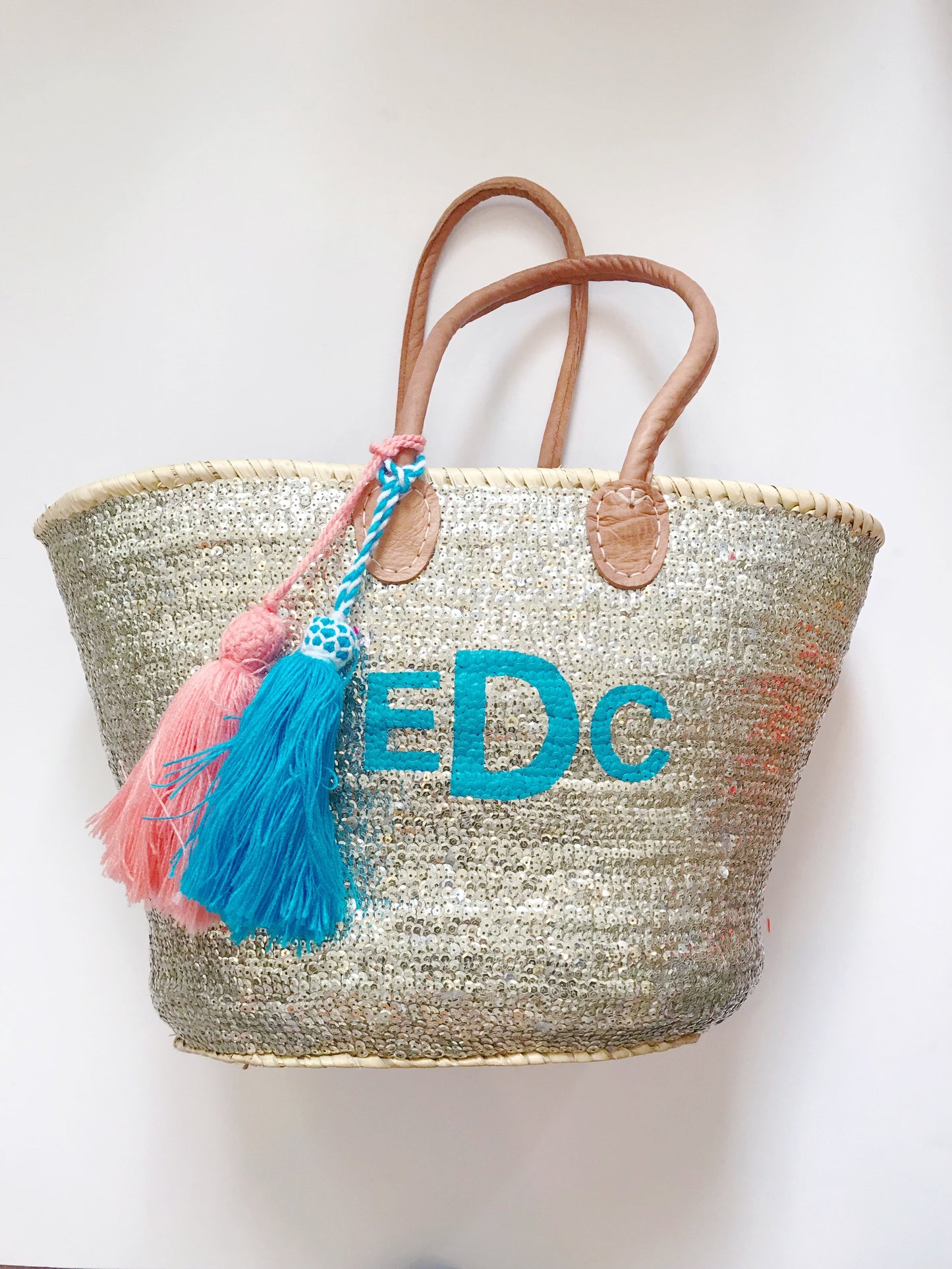 Silver All Over Sequin Tote + Monogram