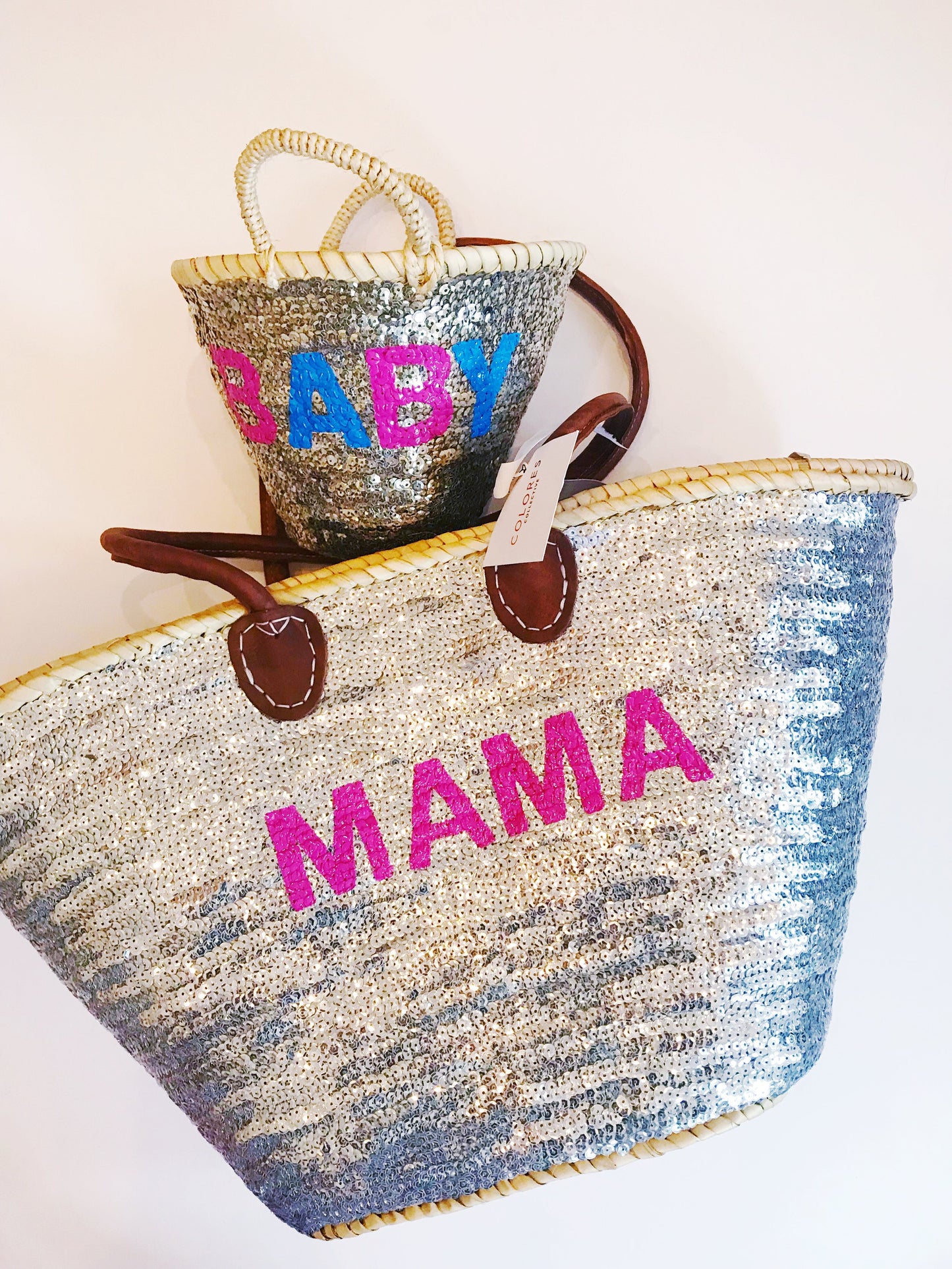 Silver All Over Sequin Tote + Monogram
