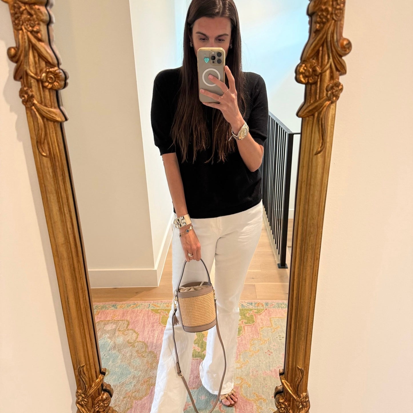 Stone Beige Raffia Bucket Bag