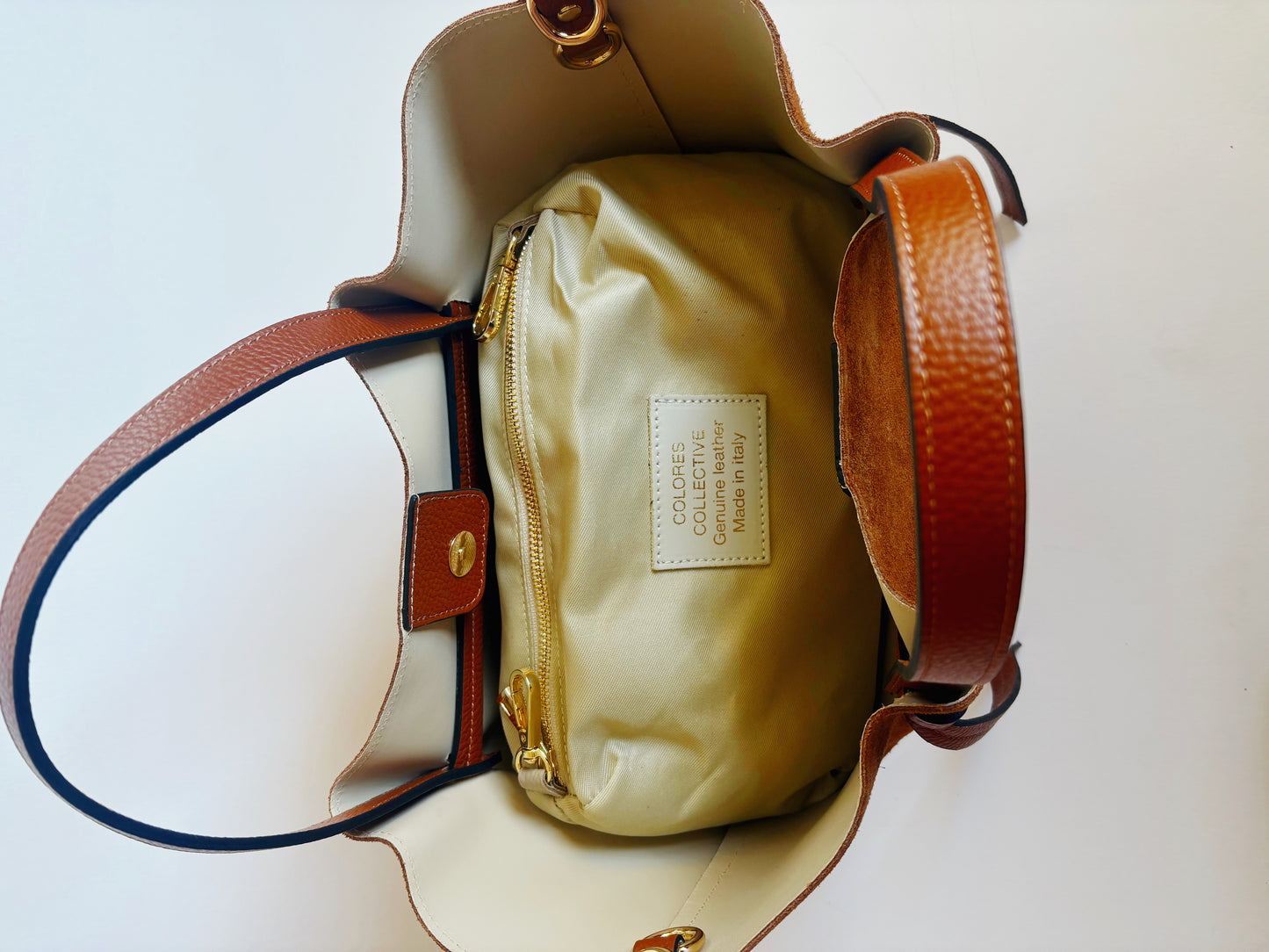 Suede Milan Tote : Cognac