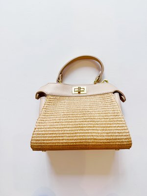 Mini Twist Lock Raffia Bag