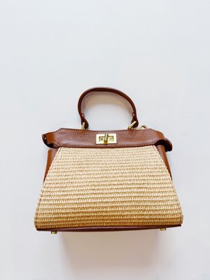 Mini Twist Lock Raffia Bag
