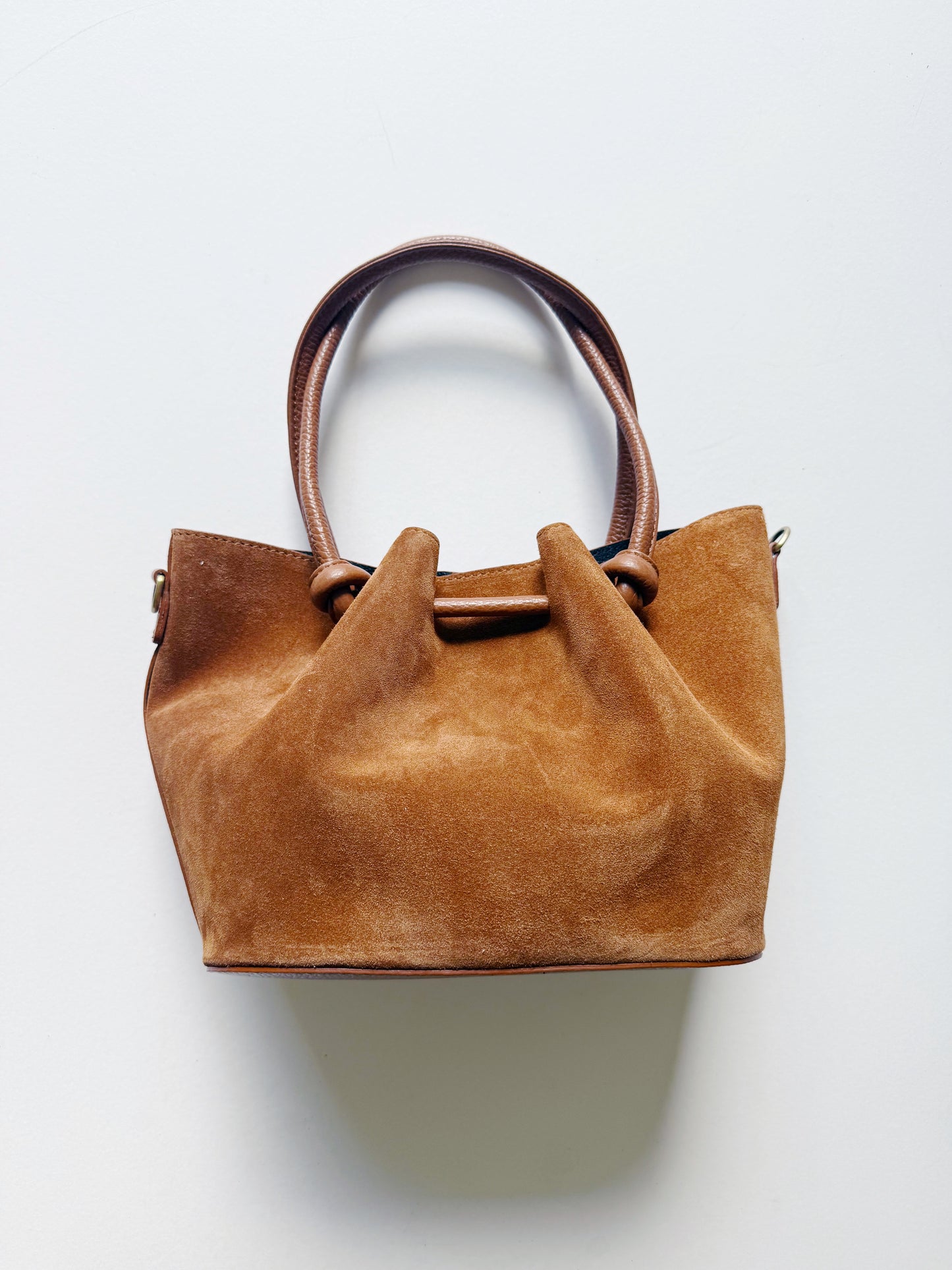 Suede Knot Bags Cognac
