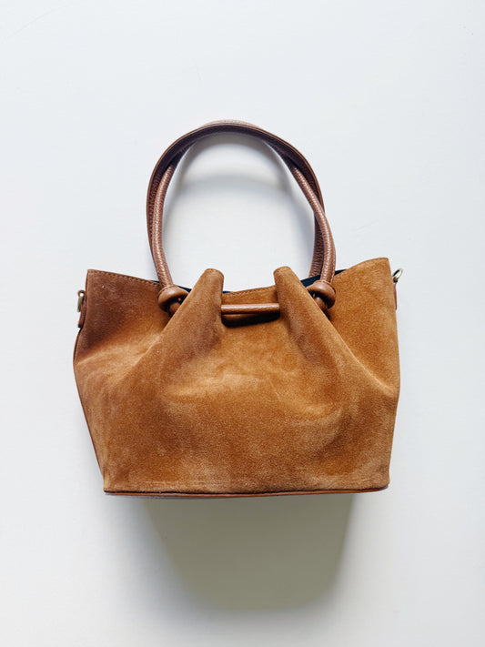 Suede Knot Bags Cognac
