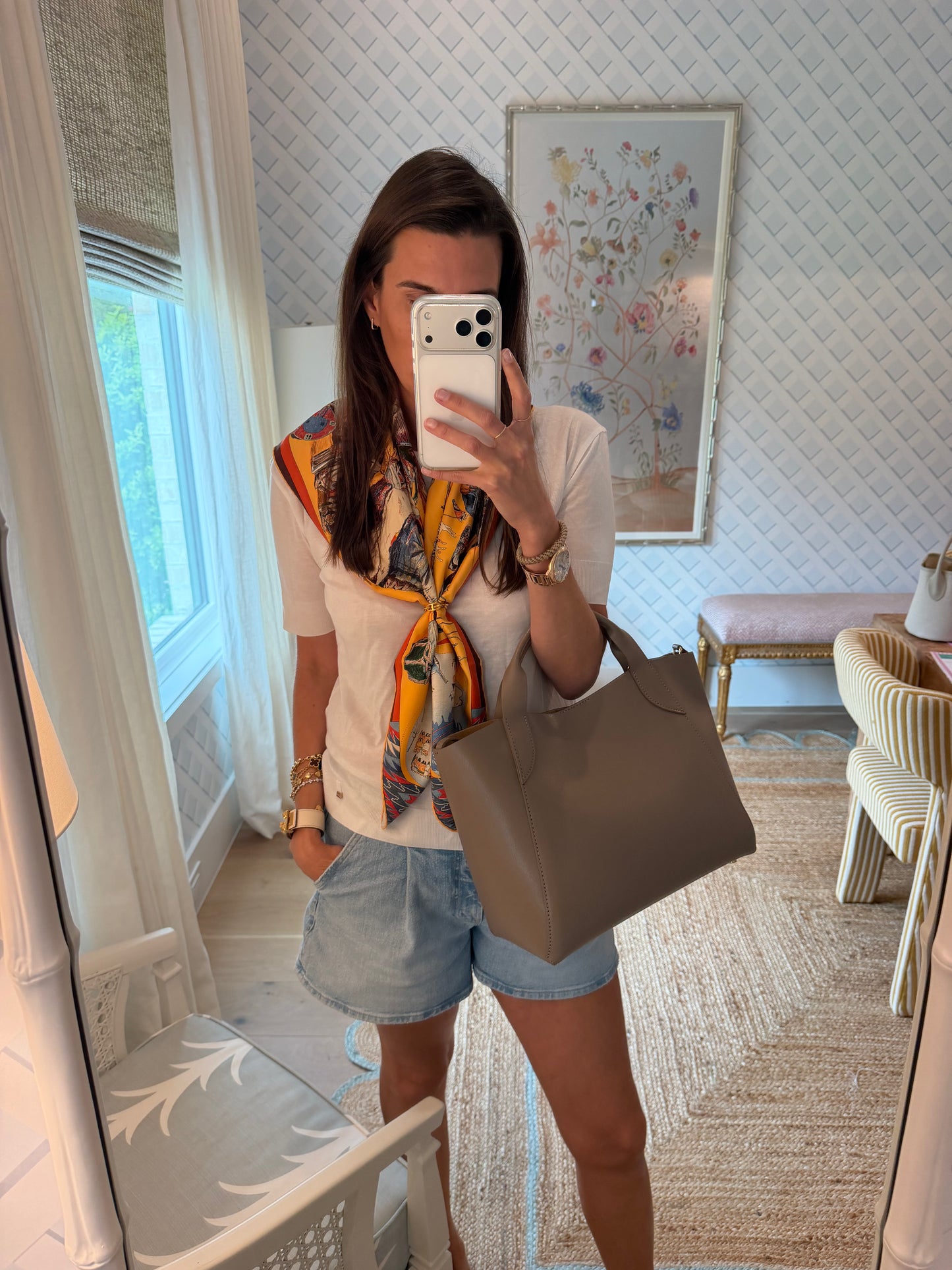 Dark Beige Lugano All Leather Tote