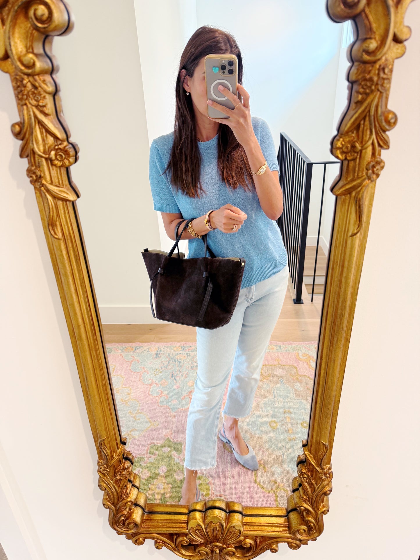 Suede Milan Tote: Espresso Brown