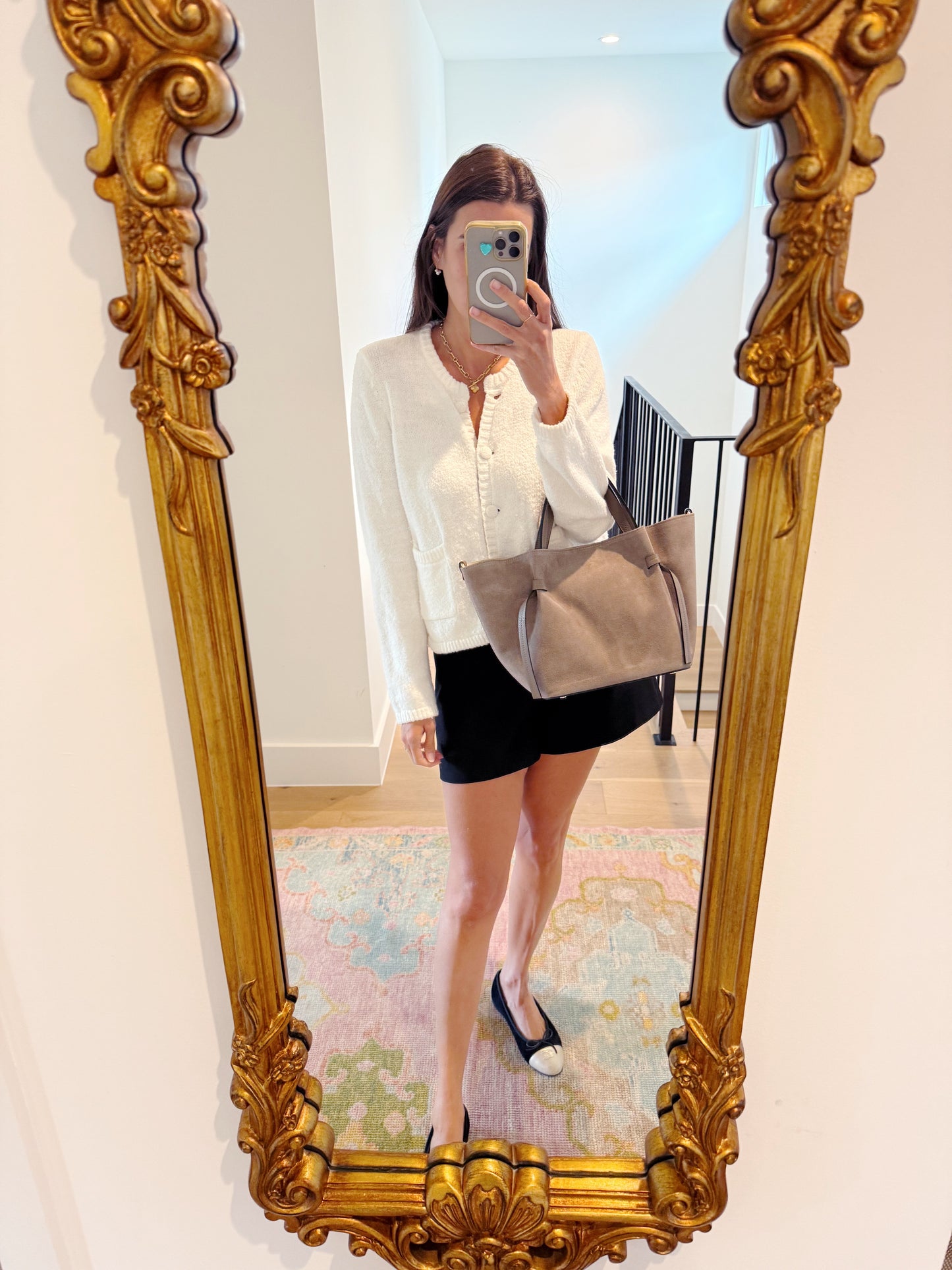 Suede Milan Tote: Stone Beige