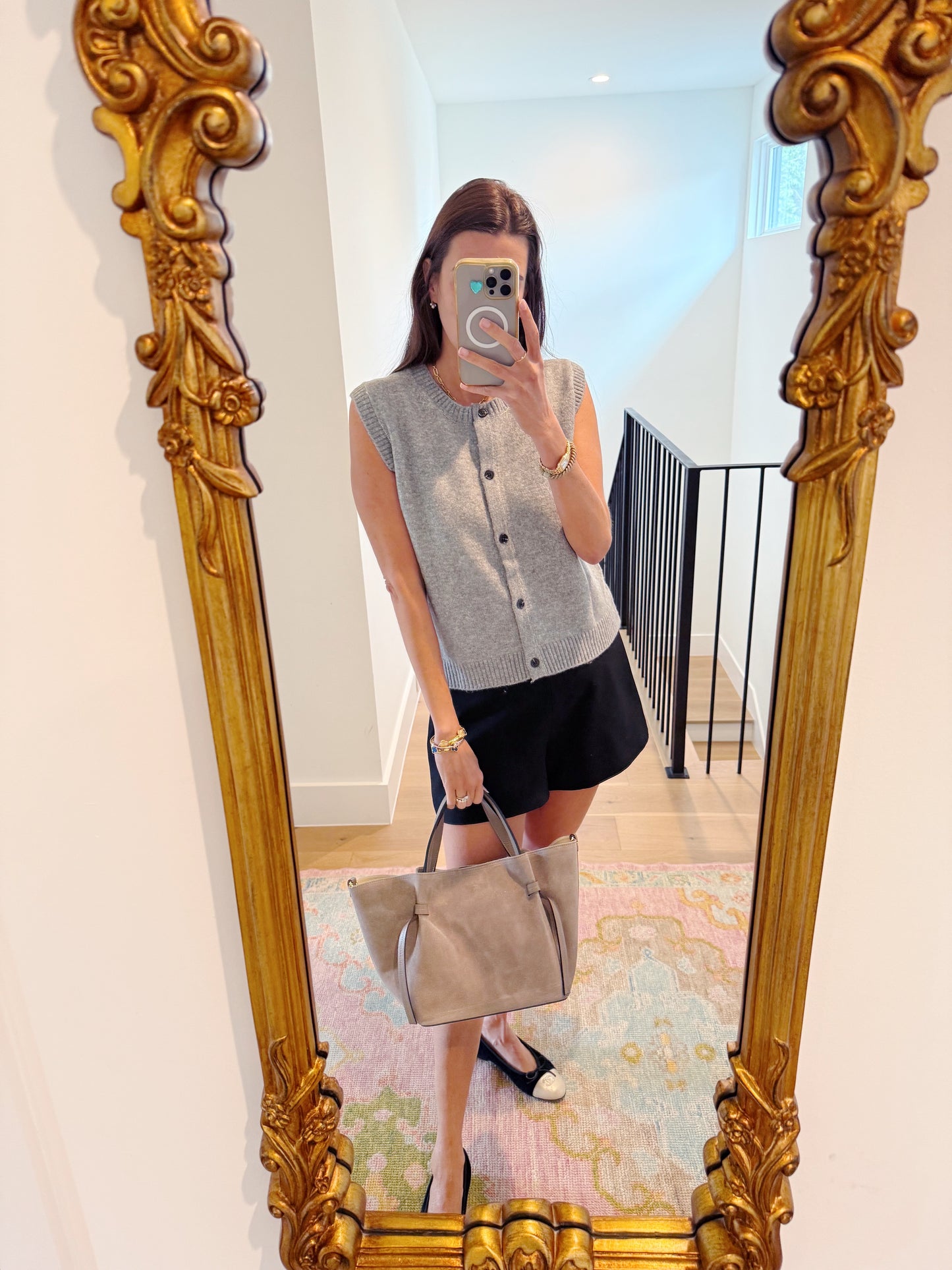 Suede Milan Tote: Stone Beige