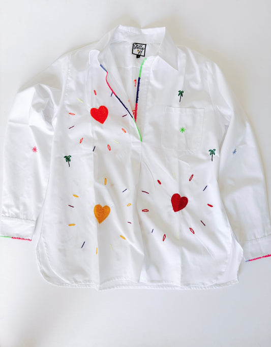 White Collar Heart Blouse