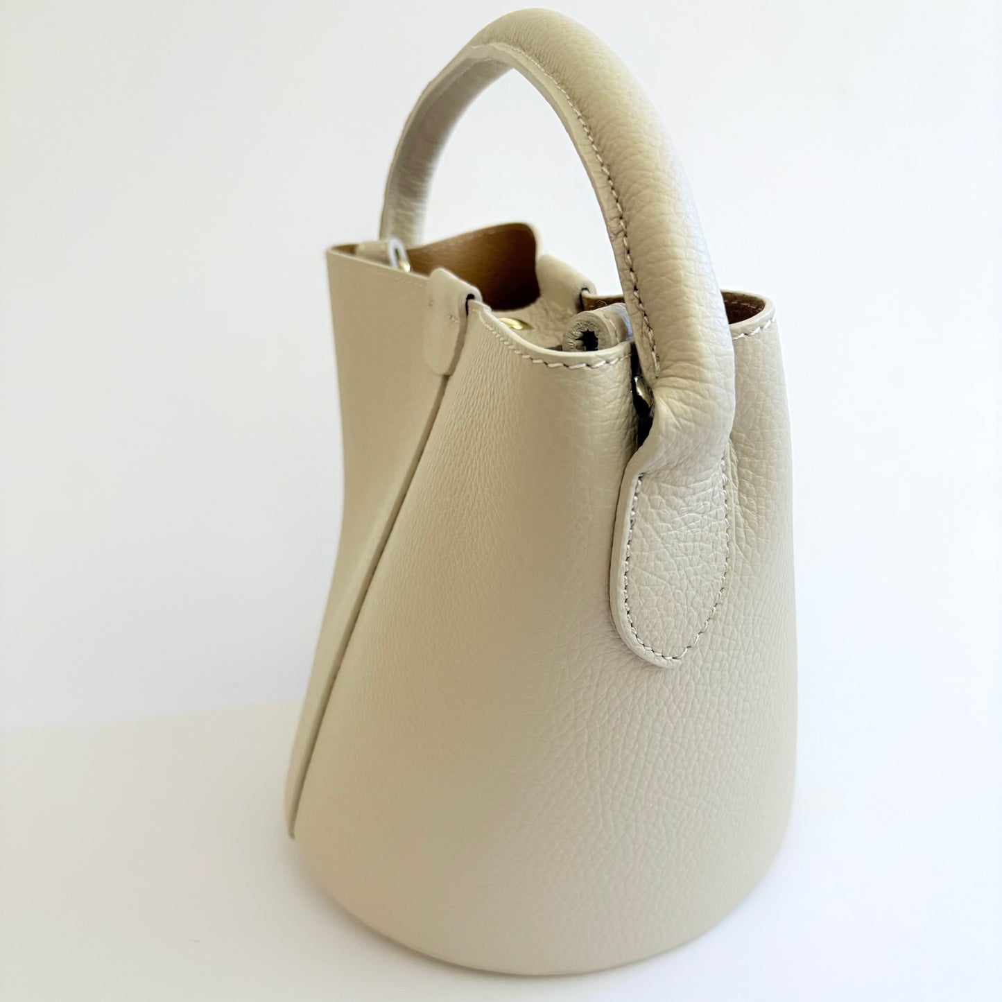 Cream Leather City Bags