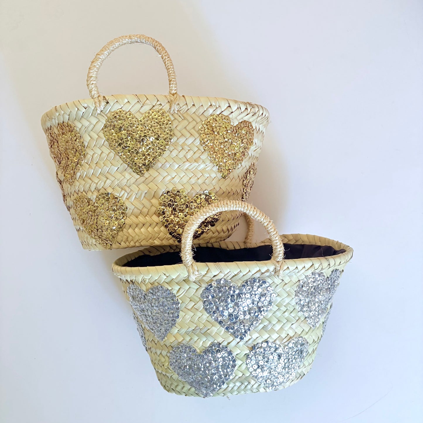 Mini Sequin Heart Baskets