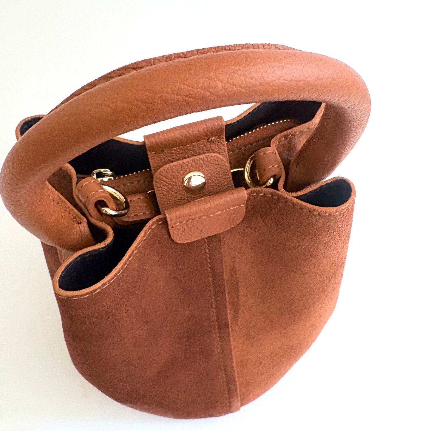 Cognac Suede City Bag