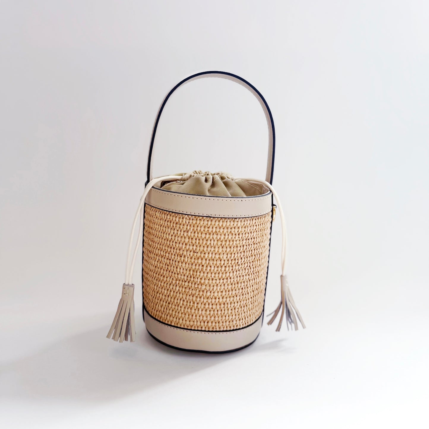 Cream Raffia Bucket Bag