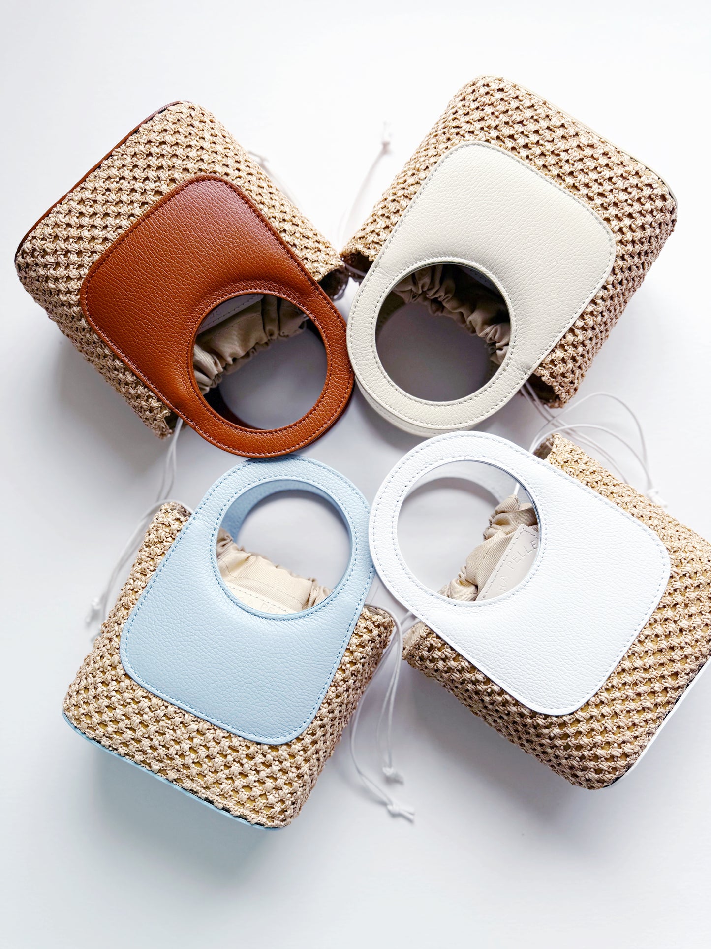 Brown Raffia Circle Mini Tote