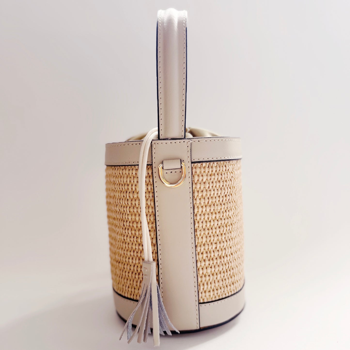 Cream Raffia Bucket Bag