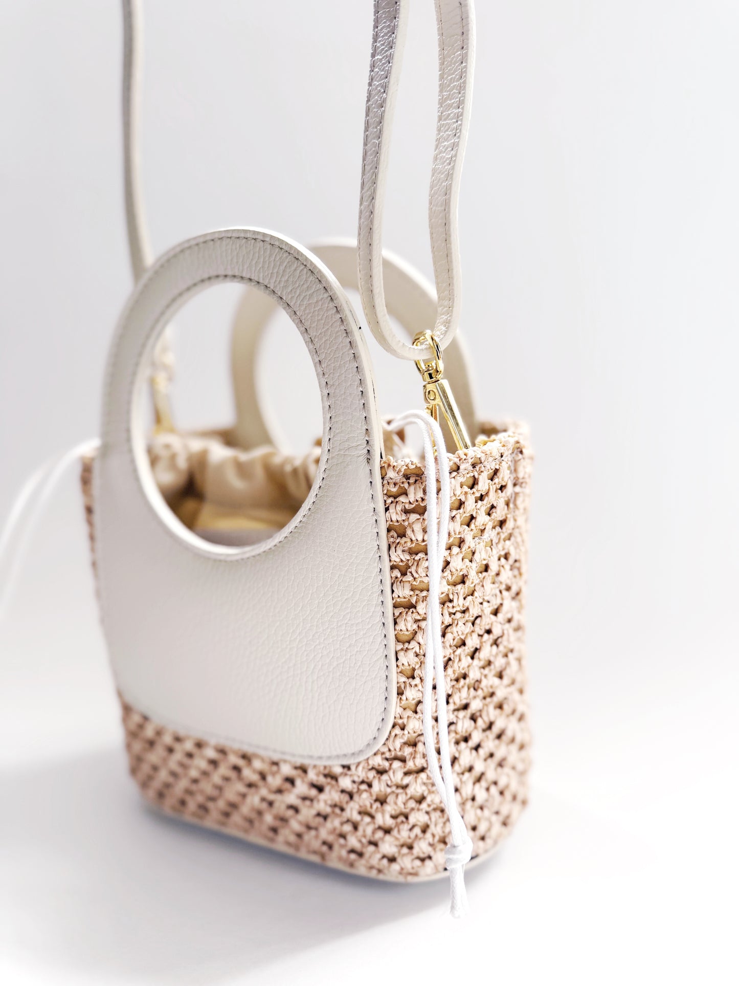 Powder Blue Raffia Circle Mini Tote