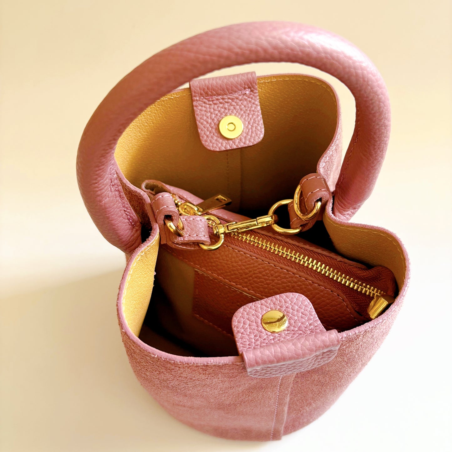 Rose Pink Suede City Bag
