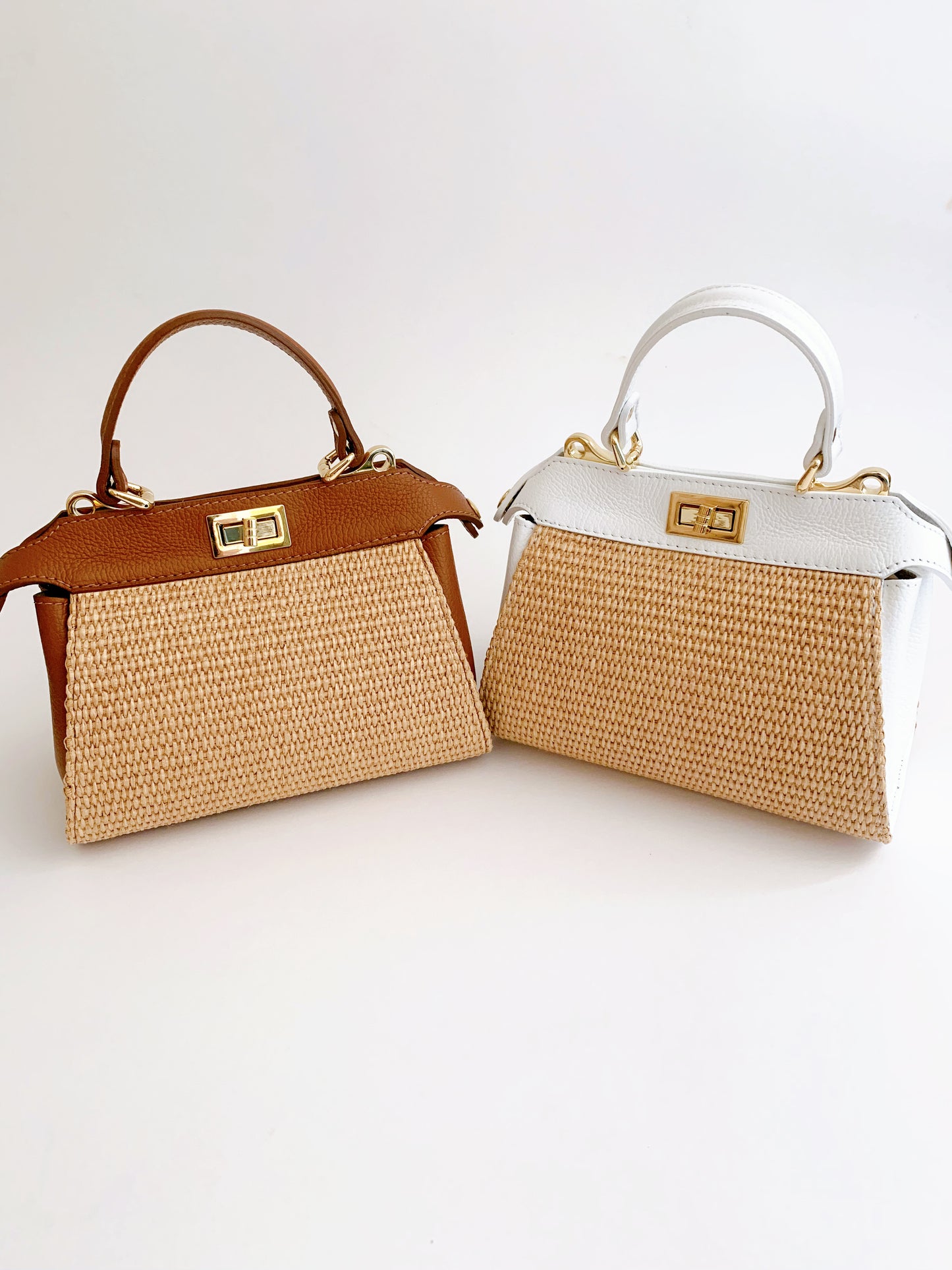 Mini Twist Lock Raffia Bag