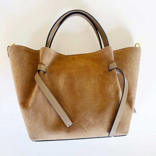 Suede Milan Tote: Mushroom