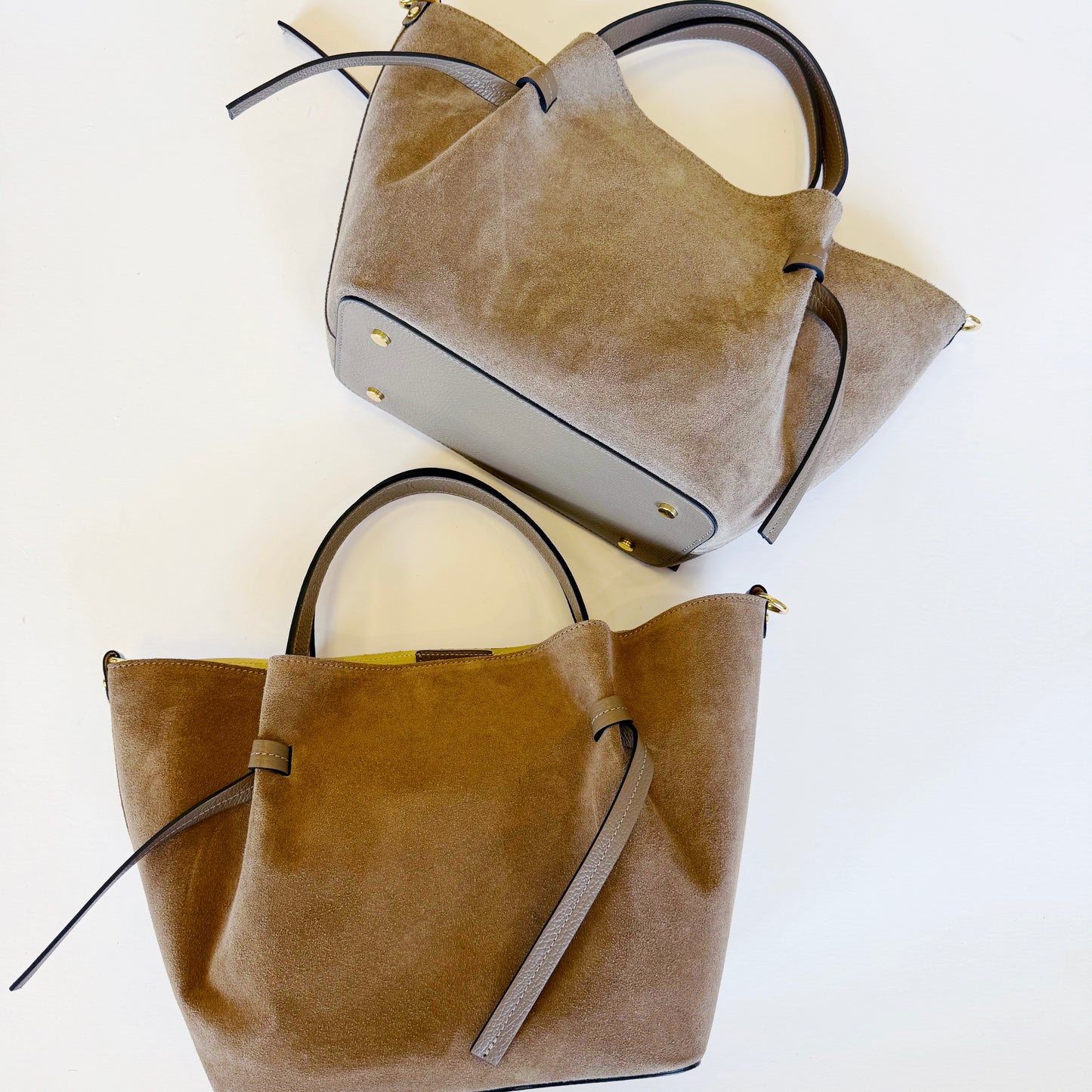 Suede Milan Tote: Stone Beige