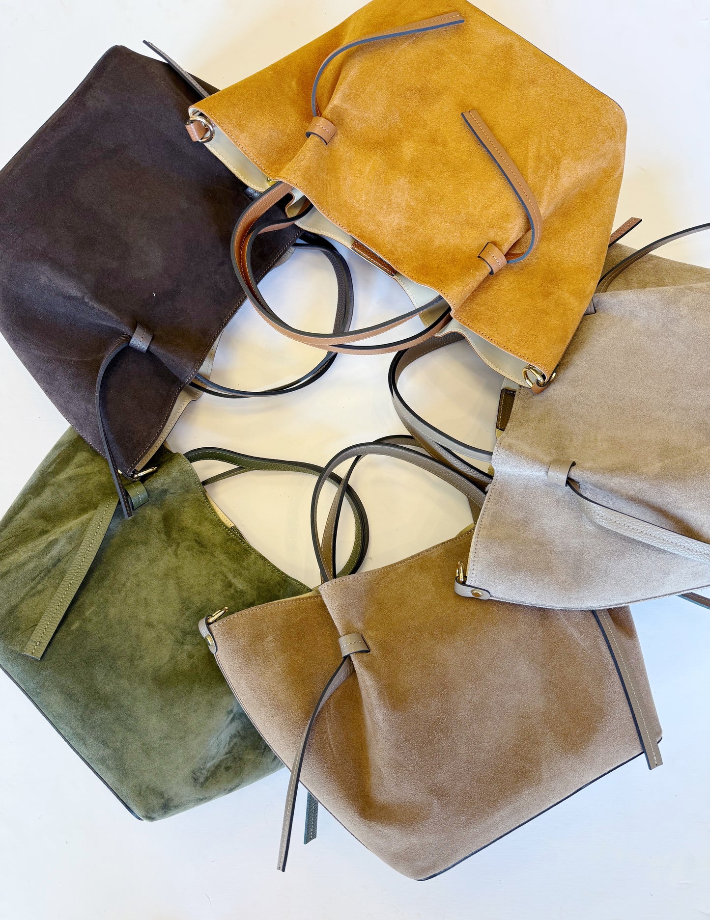Suede Milan Tote: Stone Beige