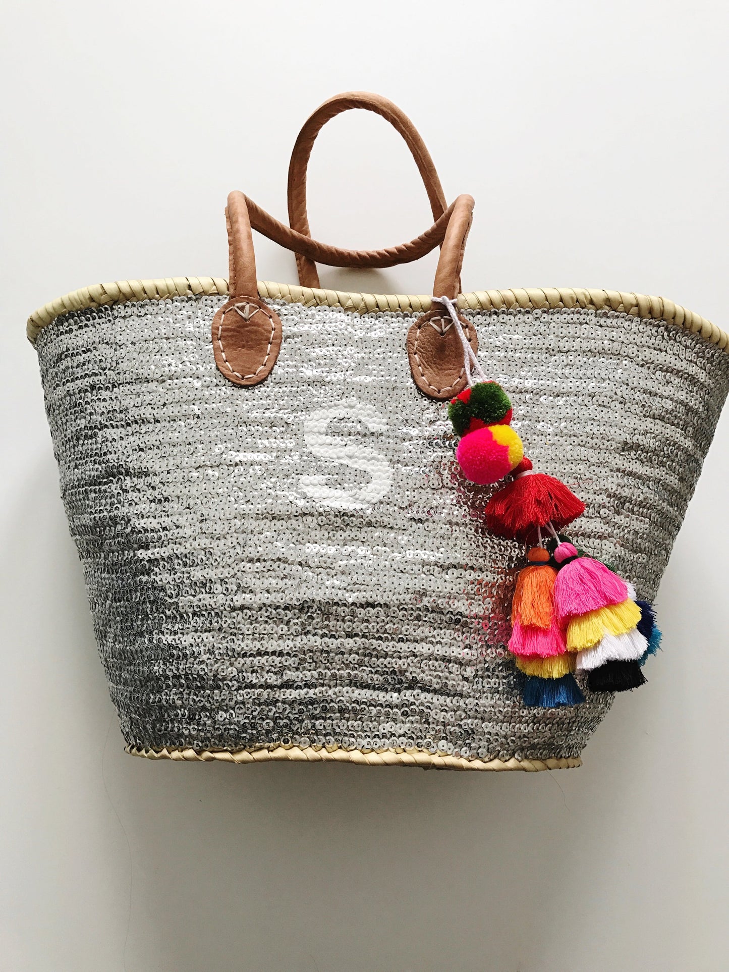 Silver All Over Sequin Tote + Monogram