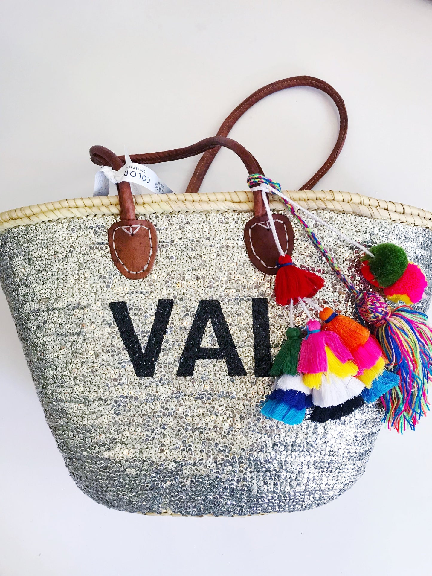 Silver All Over Sequin Tote + Monogram