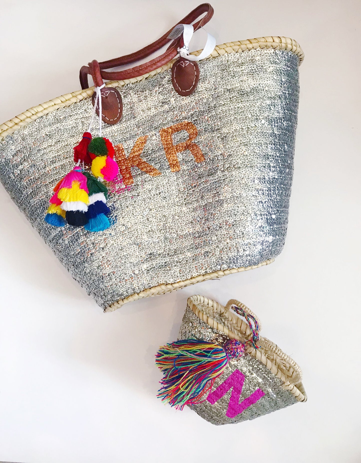 Silver All Over Sequin Tote + Monogram