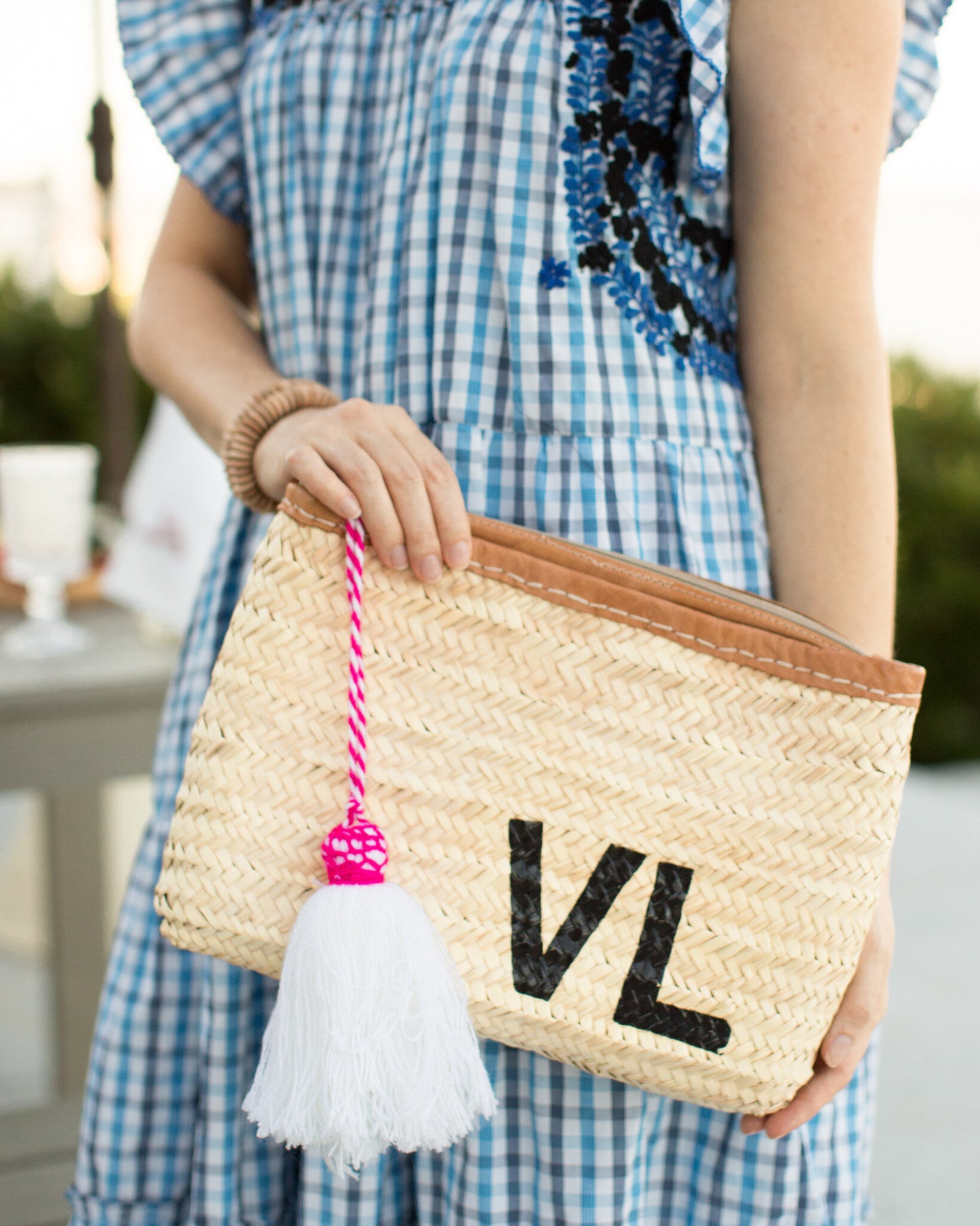 Straw Clutch + Monogram
