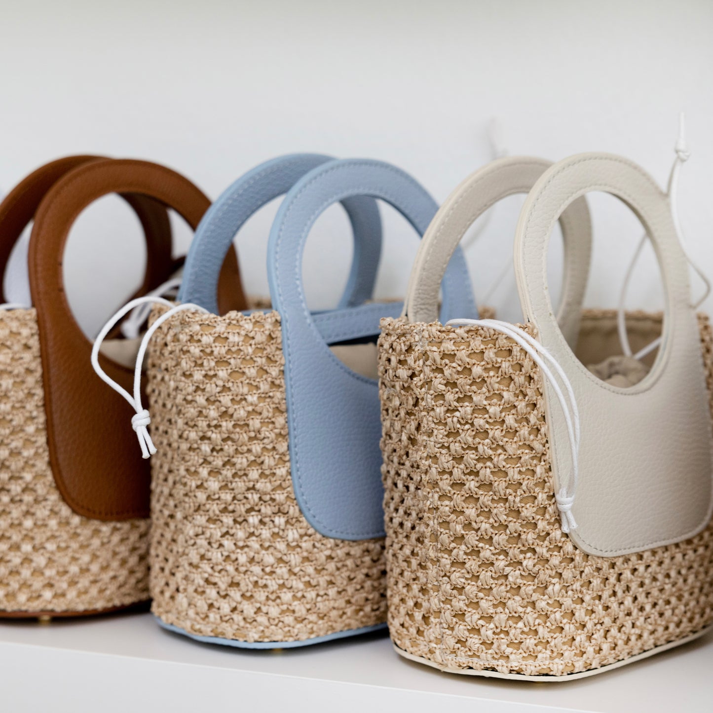 Brown Raffia Circle Mini Tote