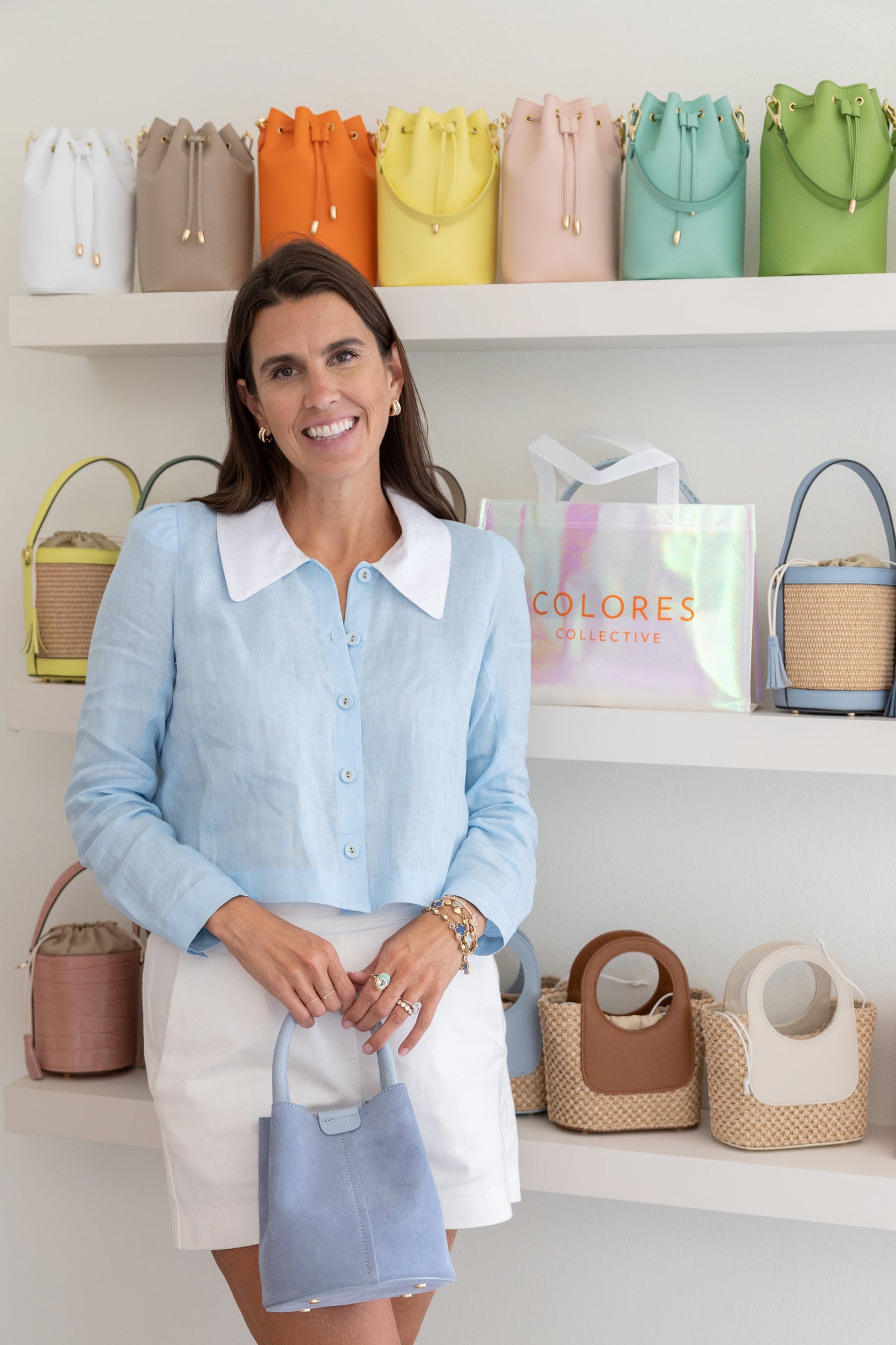 Light Blue Sueded City Bag
