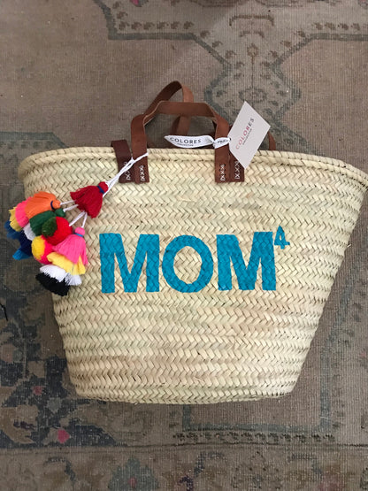 Double Strap Straw Monogram Tote