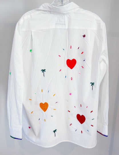 White Collar Heart Blouse