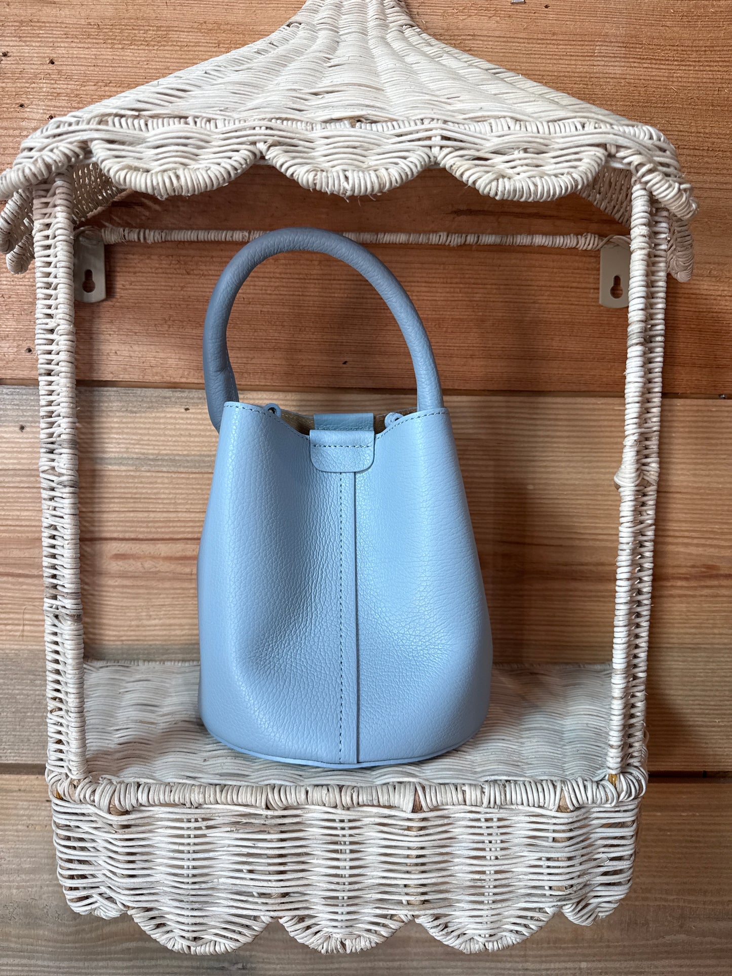 Light Blue Leather City Bag