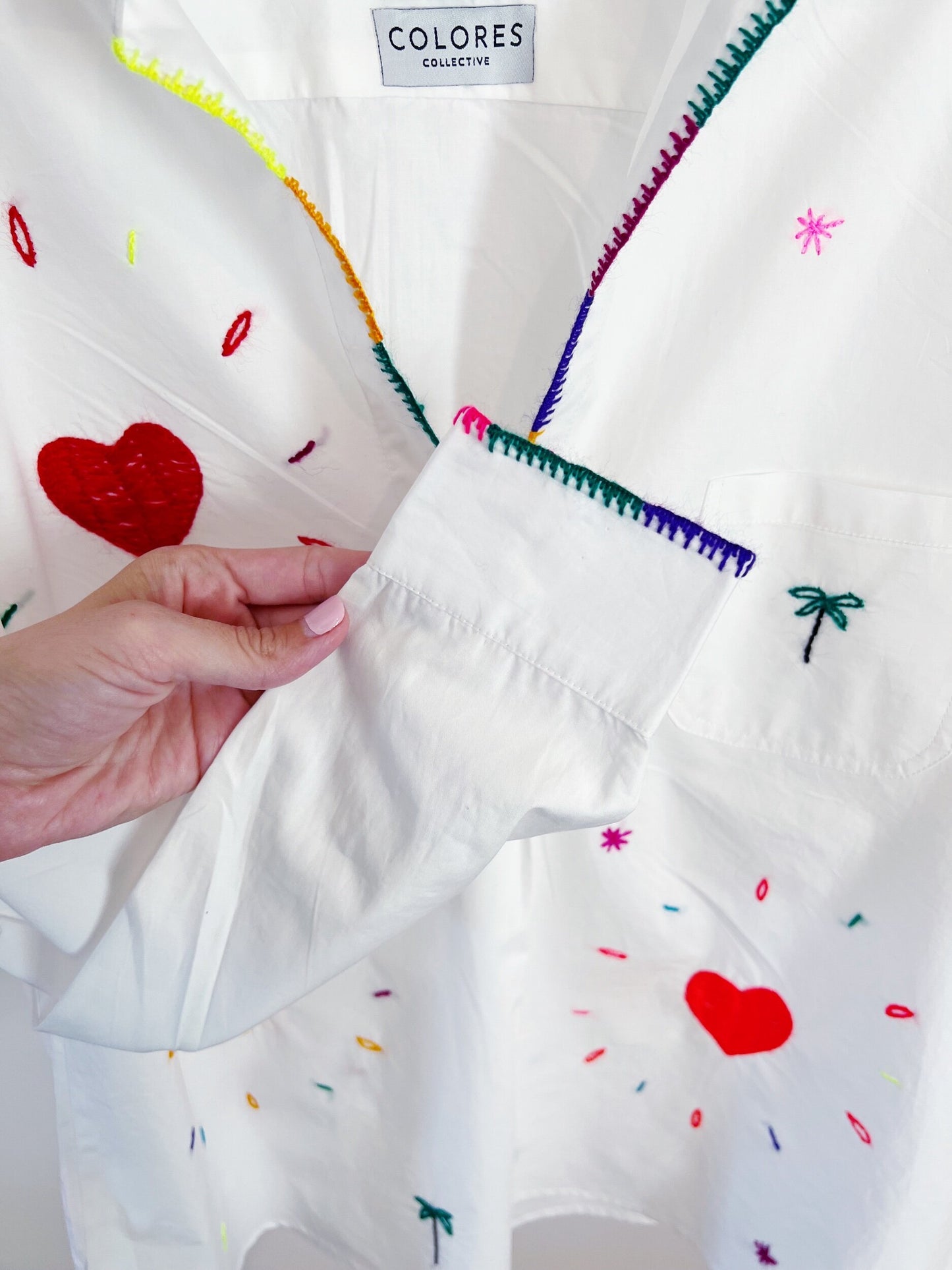 White Collar Heart Blouse