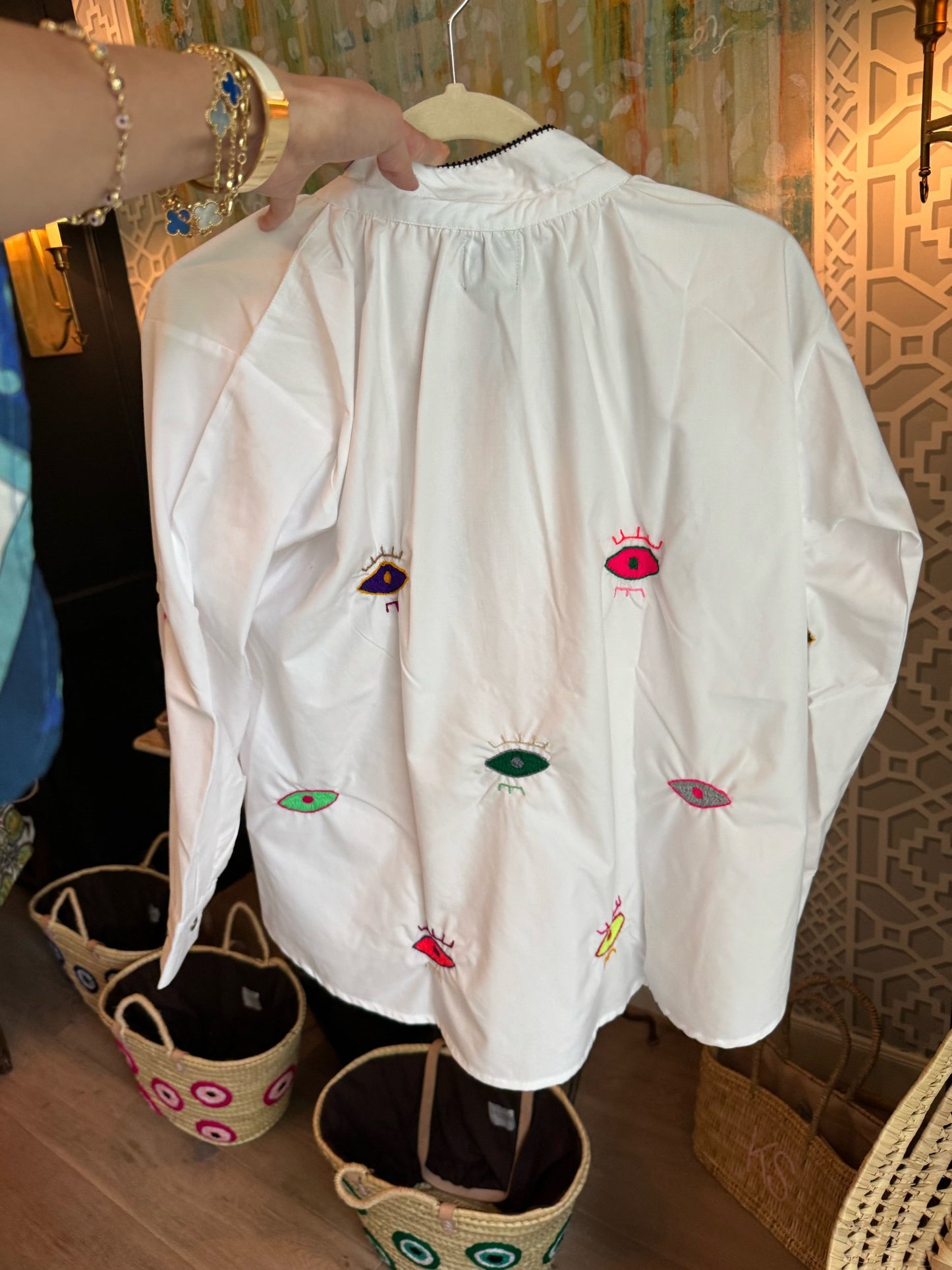 White Evil Eye Blouse