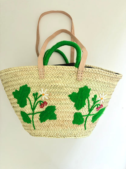 Strawberry Garden Straw Tote