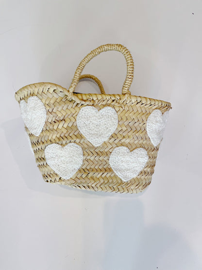 Mini White Heart Basket