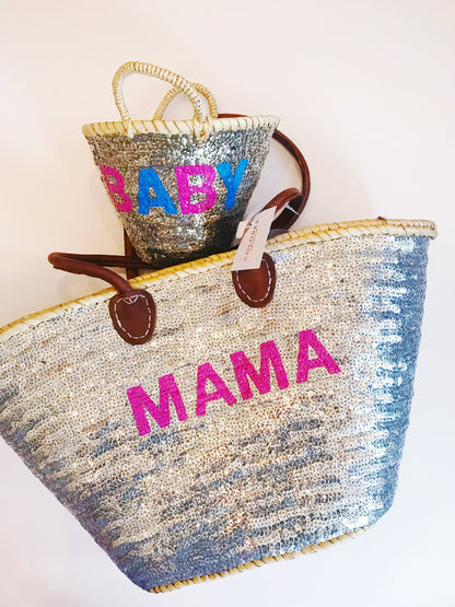 Silver All Over Sequin Tote + Monogram