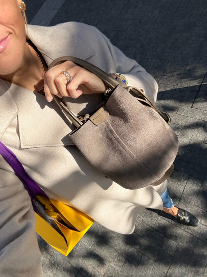 Stone Beige Suede City Bag