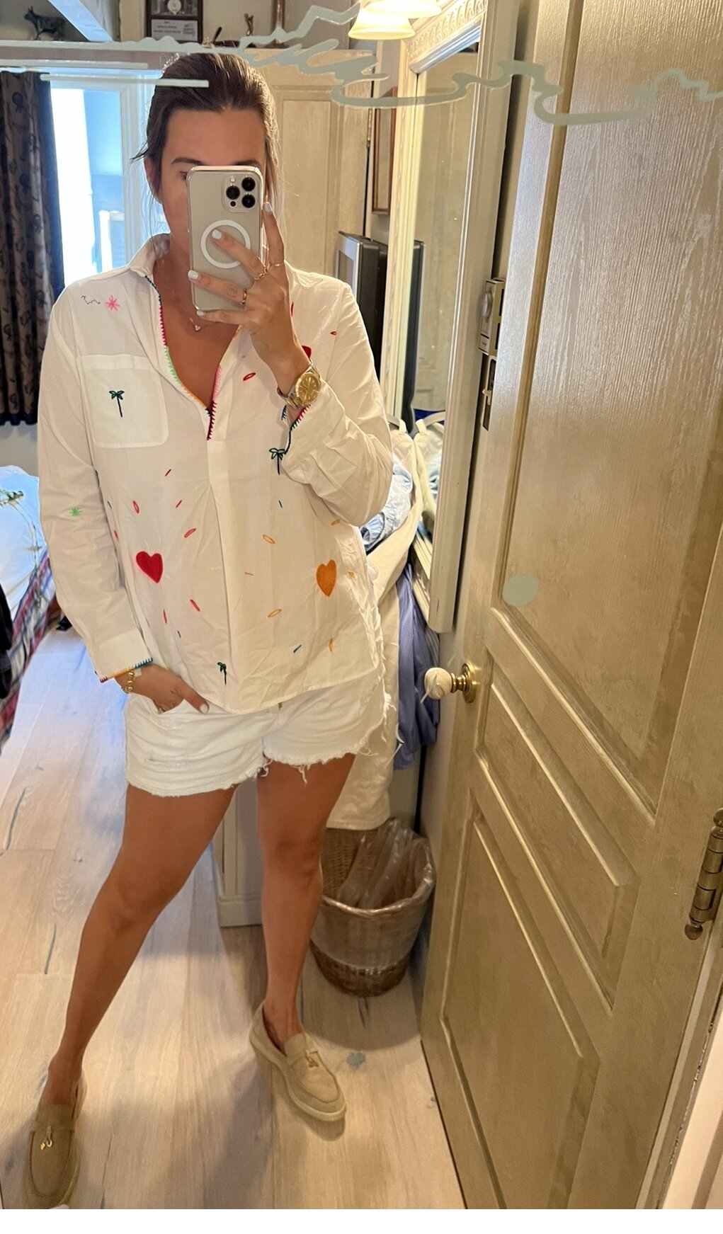 White Collar Heart Blouse