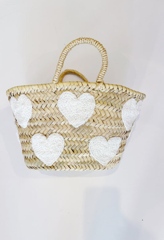 Mini White Heart Basket