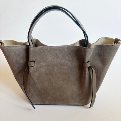 Suede Milan Tote: Stone Beige