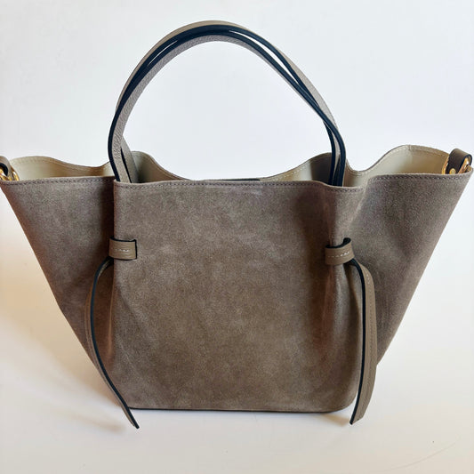 Suede Milan Tote: Stone Beige